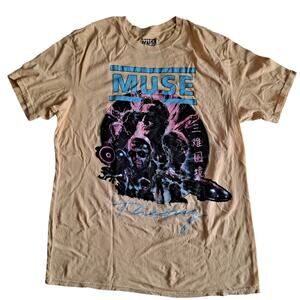 Muse Simulation Theory Graphic T-Shirt Top Alternative Rock Band Yellow Size L